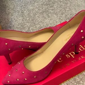 Kate Spade pink and gold stud heels